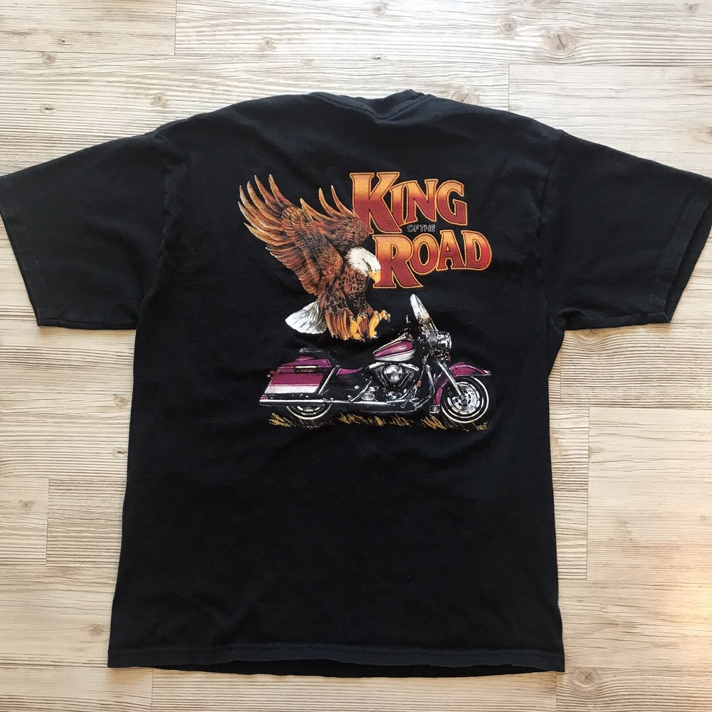 King Of The Road Choppers Large T Shirt Biker Tee Eagle Motorcycle Back Print